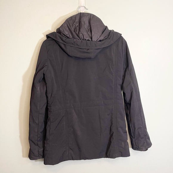 Post Card black Hooded Coat Italian Double Zipper Puffer Jacket Size 4 - Picture 10 of 16